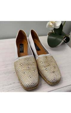 Stuart Weitzman Leather Stud & Rhinestone Embellished Wedges. Size 9 N.